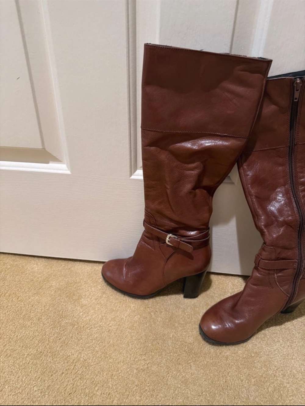 Marc Fisher Brown Mid-Calf Heeled Riding Boots